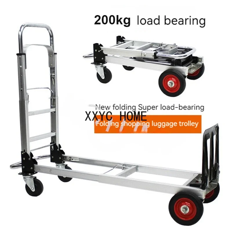 Portable Folding Trolley 100kg/200kg Luggage Heavy Duty Shopping Cart Hand Truck Dolly Cart With 4 Wheels