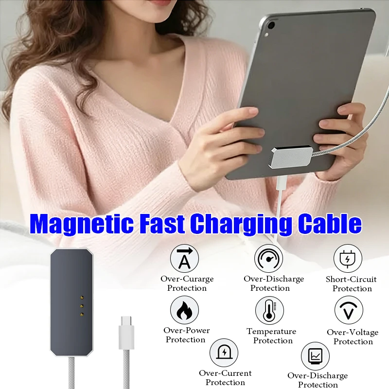 18W/35W Magnetic Wireless Charger with Overvoltage Protection USB C Fast Charging Cable for iPad Air 4/5 10.9