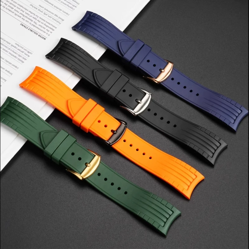 Für Citizen Blue Angel Radio Wave gebogenes blaues Gummiarmband AT8020-54L 8020-03l Dunkelblaues Herren-22-mm-Silikon-Schnelluhrenarmband