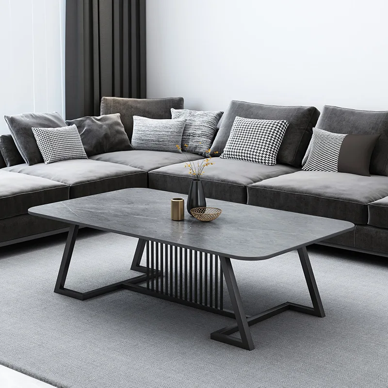 Rock slab coffee table light luxury modern simple rectangular marble tea table small apartment living room home creative tea