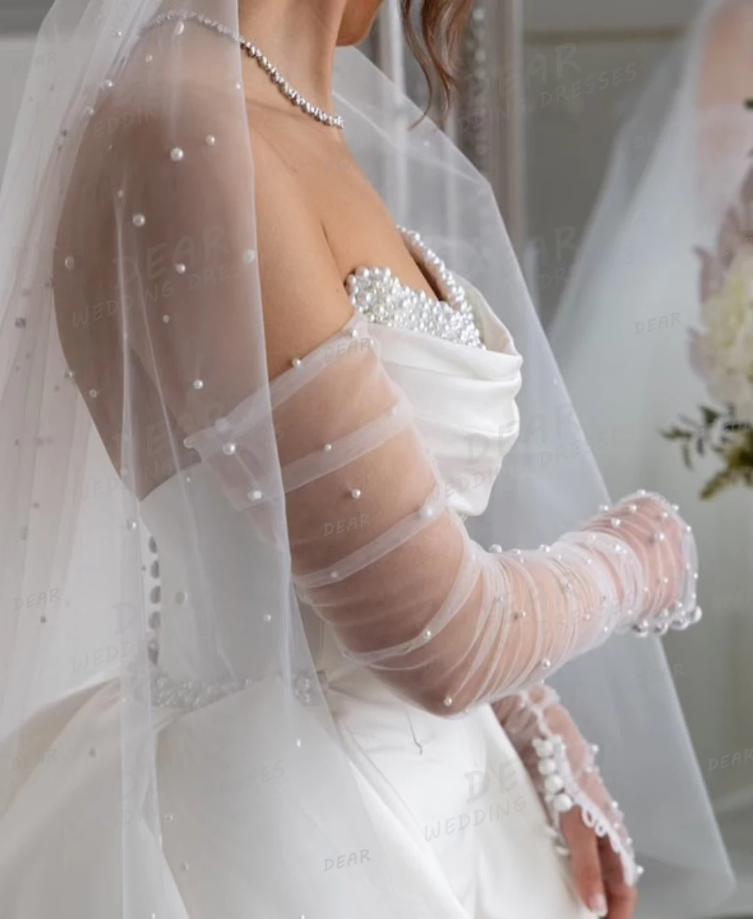 Abiti da sposa eleganti da donna con perline scollo a barca sirena 2 in 1 abiti da sposa senza maniche senza schienale abiti da sposa personalizzati