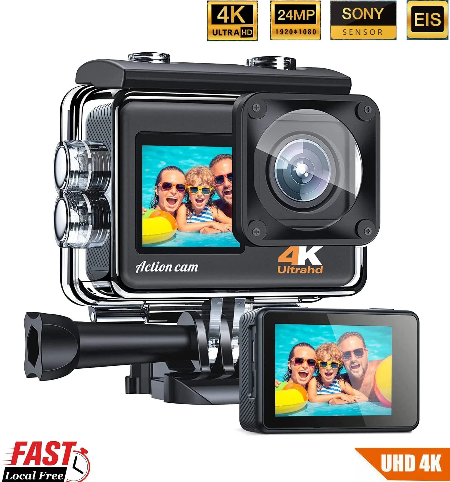 Campark 4K 24MP WIFI EIS HD Action Camera Sport 170° Waterproof Recorder Dual Screen Underwater with Remote Control