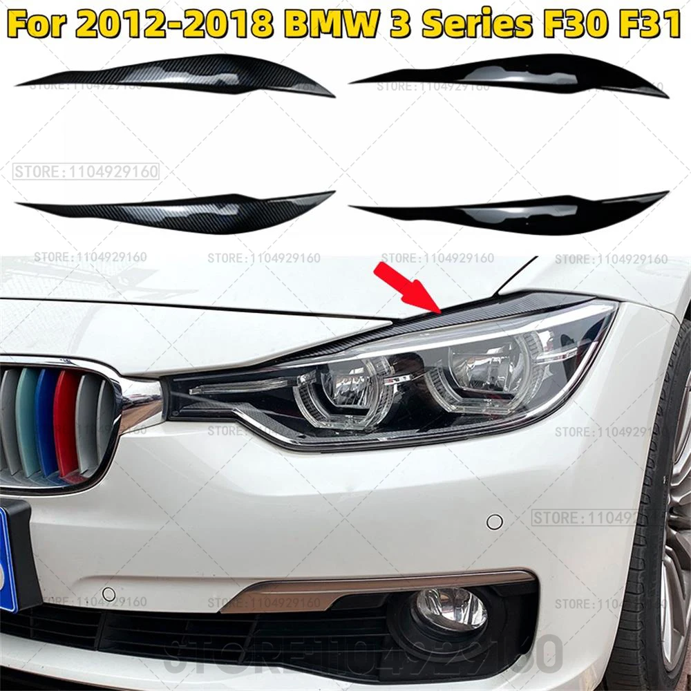 

Car Eyelids Lids Auto Headlight Lamp Eyebrows Cover Trim Stickers ABS Carbon Look for BMW 3 Series F30 F31 318i 320i 2012-2018