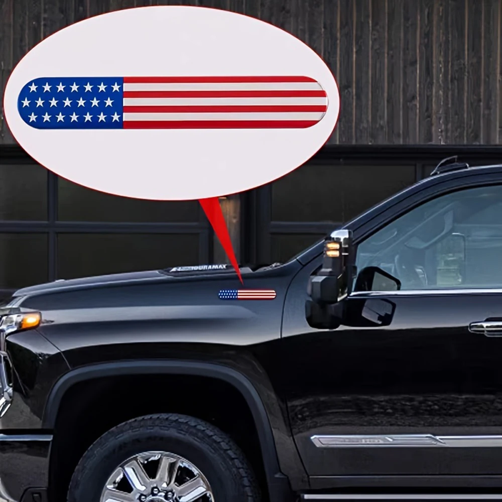 Aluminum Alloy American Flag Car Sticker 3D Embossed Line US Flag Emblem Badge Decal for Auto Body Motorcycle Tail Box Decor