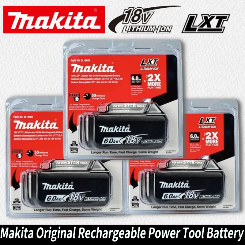 

100% оригинальный аккумулятор Makita, 18В 6.0Ач, замена для Makita BL1830B L1840B L1850B L1860B, аккумулятор для электроинструментов.
