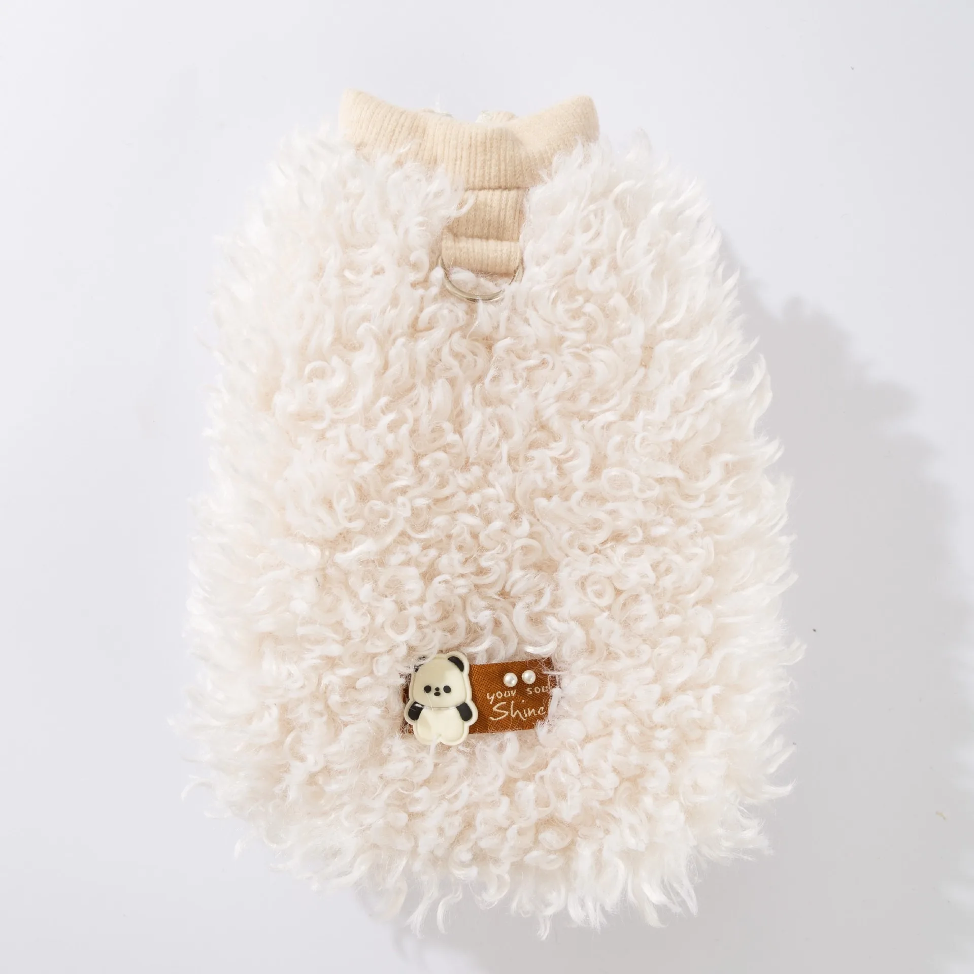 Lambswool Thermal Jacket for Winter Dog Clothing Leash-Compatible Teddy Coat for Small to Medium Breeds Solid-Colour Sweatshirt