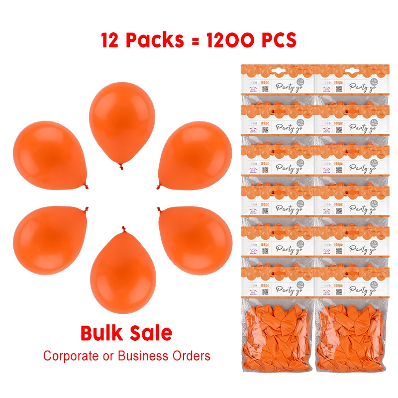 1200 Pieces-10'' Orange Matte Latex Balloons 100pcs/Pack 12 Packs (1200pcs Total)