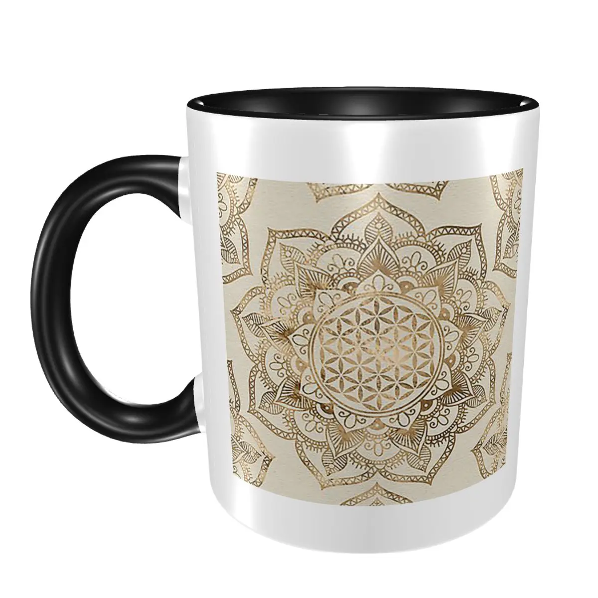 

Цветок жизни в лотосе, пастельные золотые и холщовые кружки, забавные керамические кофейные чашки, чайные кружки, чашка для молока, посуда для напитков, подарки для друзей