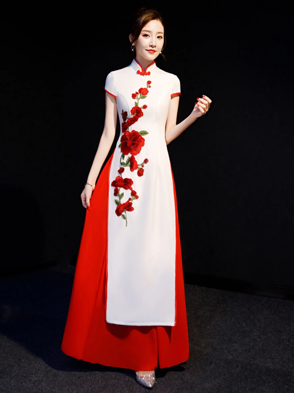 

Ele Long Evening Gown Women'S Dr Stage Performance Suit Zayuanxuan Brand mid Waist A-Line Skirt Zipper Sle