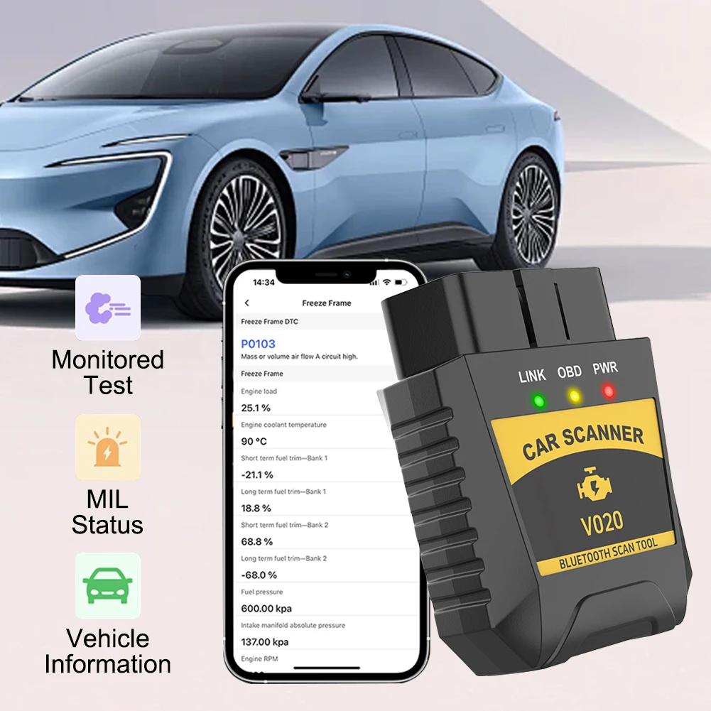 Scanner Reader Bluetooth Wireless Auto  Phone - Clear/Reset Vehicle Engine Error Code Reader Diagnostic Tool for iPhone Android