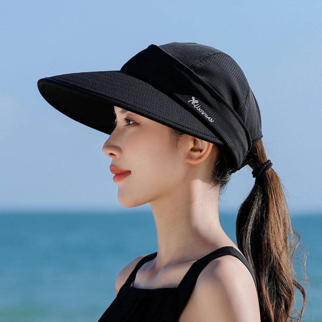 Summer Wide Brim Visor Hat UV Protection Women Empty Top Cap