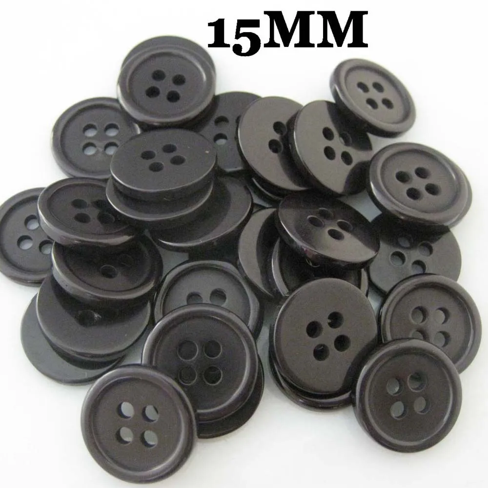 NBNVWO 4-Holes Black Shirt Buttons Black 9MM To 25MM 50Pcs/Lot Garment Accessories Decorative Craft DIY Sewing Supplies