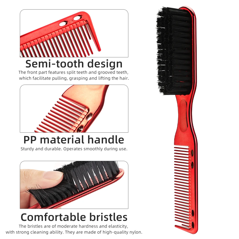 3 Color Two-Sided Beard Comb and Shaving Brush Men's Barber Hair Styling Tool Salon Hairdressing Grooming