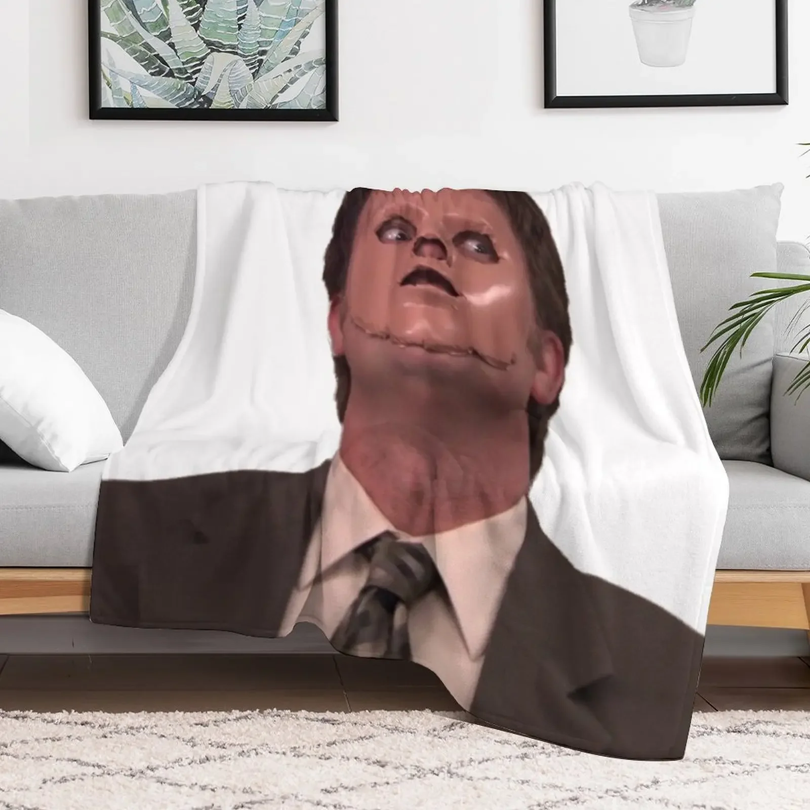 Dwight Schrute - Skin Mask Throw Blanket Flannel sofa bed Moving Soft Beds Blankets