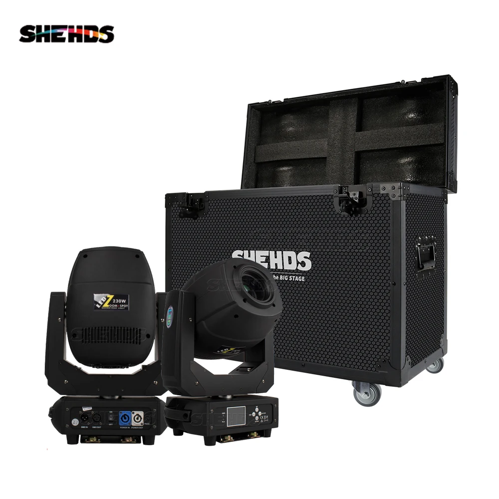 

Flight Case With 2pcs Spot 230W LED Wash Moving Head Beam Light Led DMX DJ Stage Disco Effect 6/18CHs Lyre