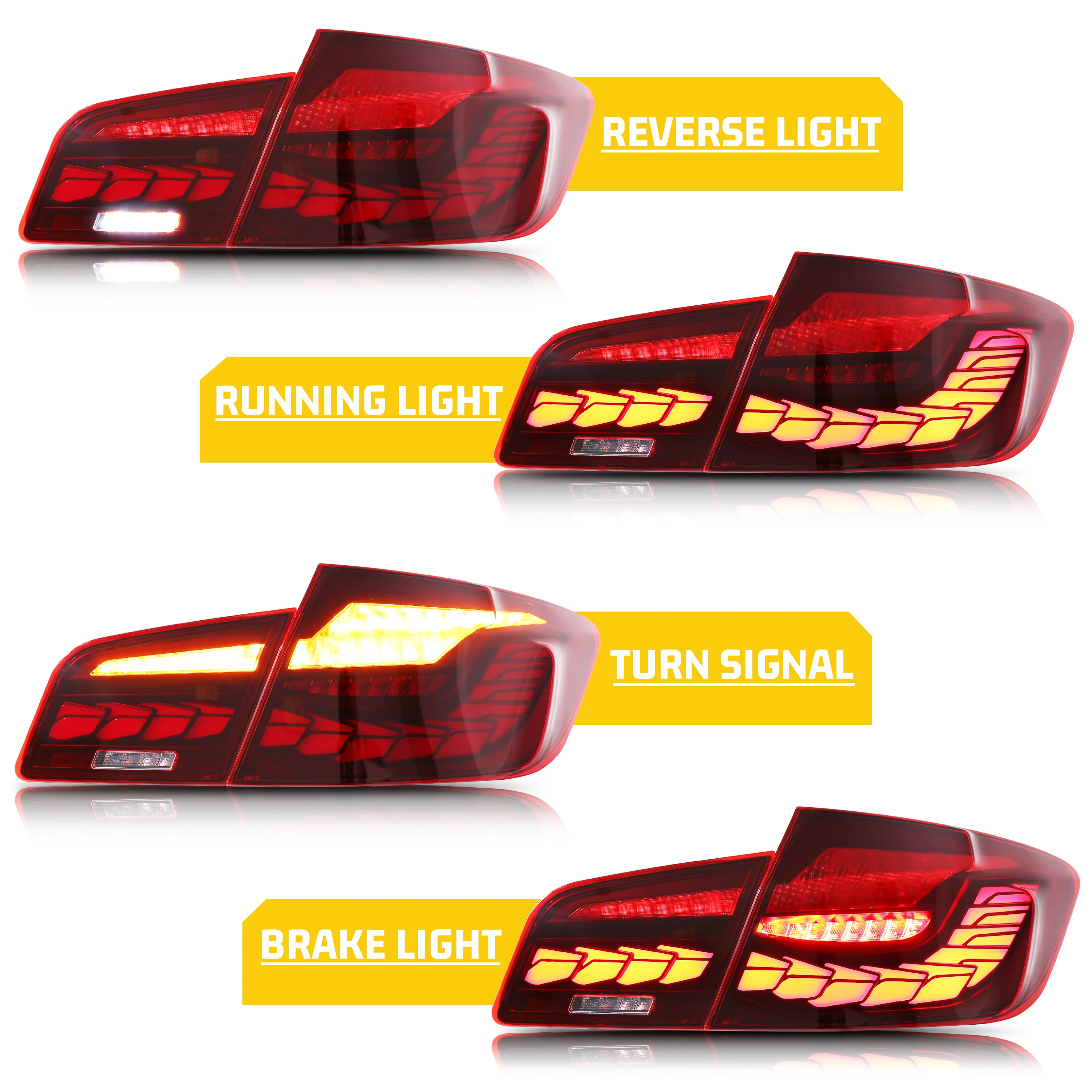 LED Tail Lights for BMW 5-Series F10 M5 2011-2016 520i 528i 535i Sequential Turn Signal Red Rear Lamps Assembly [Not Fit G30]