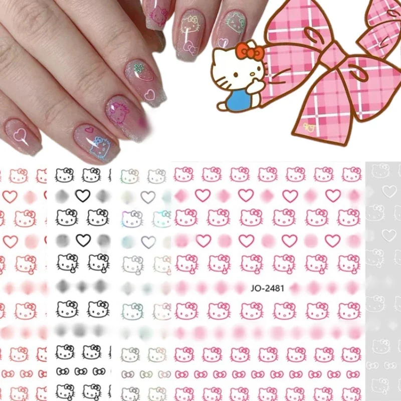 1 sheet HelloKitty 3D Nail Art Stickers Nail Decals for Nails HelloKitty Animation Manicure  Design DIY Happy Accessories