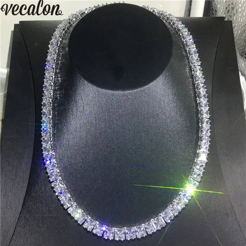 

Vecalon Tennis Necklace Full Princess cut 7mm AAAA cz Party Wedding necklaces for Women men Hiphop Jewelry