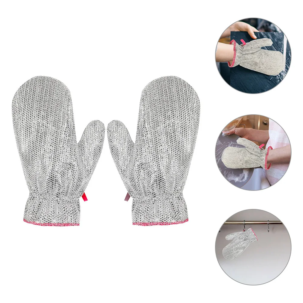 

4pcs Wire Reusable Pvc Aluminum Foil Cleaning Gloves Medium Size For Kitchen Gloves For Cleaning The Home Household Use