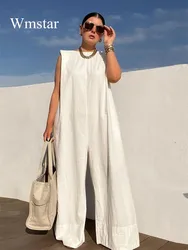 Wmster Summer Clothes Women 2024 Leisure Lady Romper Sleeveless Wide Leg Long New in Summer Clothes Wholesale Dropshipping