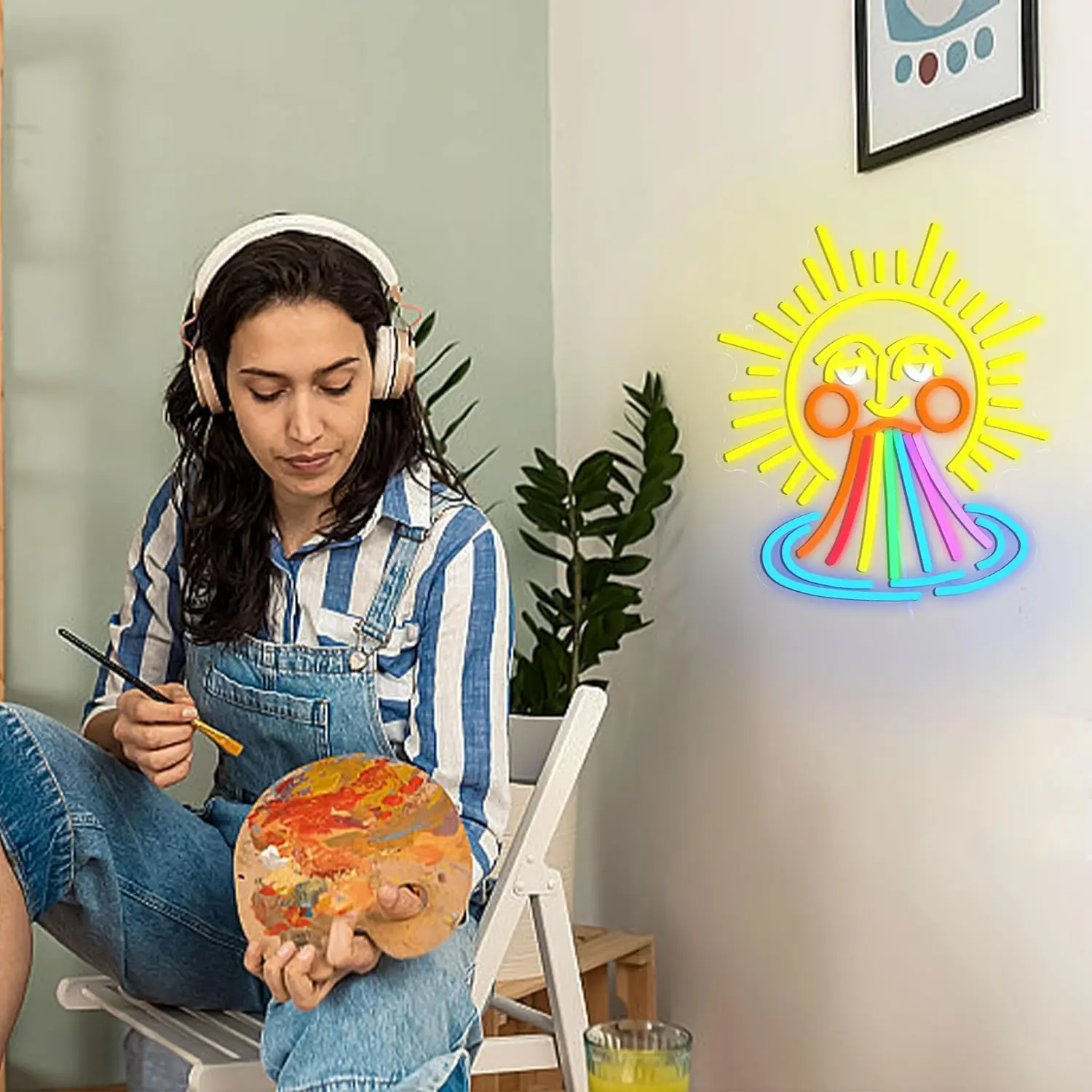 Sun Rainbow LED Neon Sign USB Dimmable Neon Light Sign for Gameroom Bedroom Bar Livingroom Birthday Party Gift Wall Decor