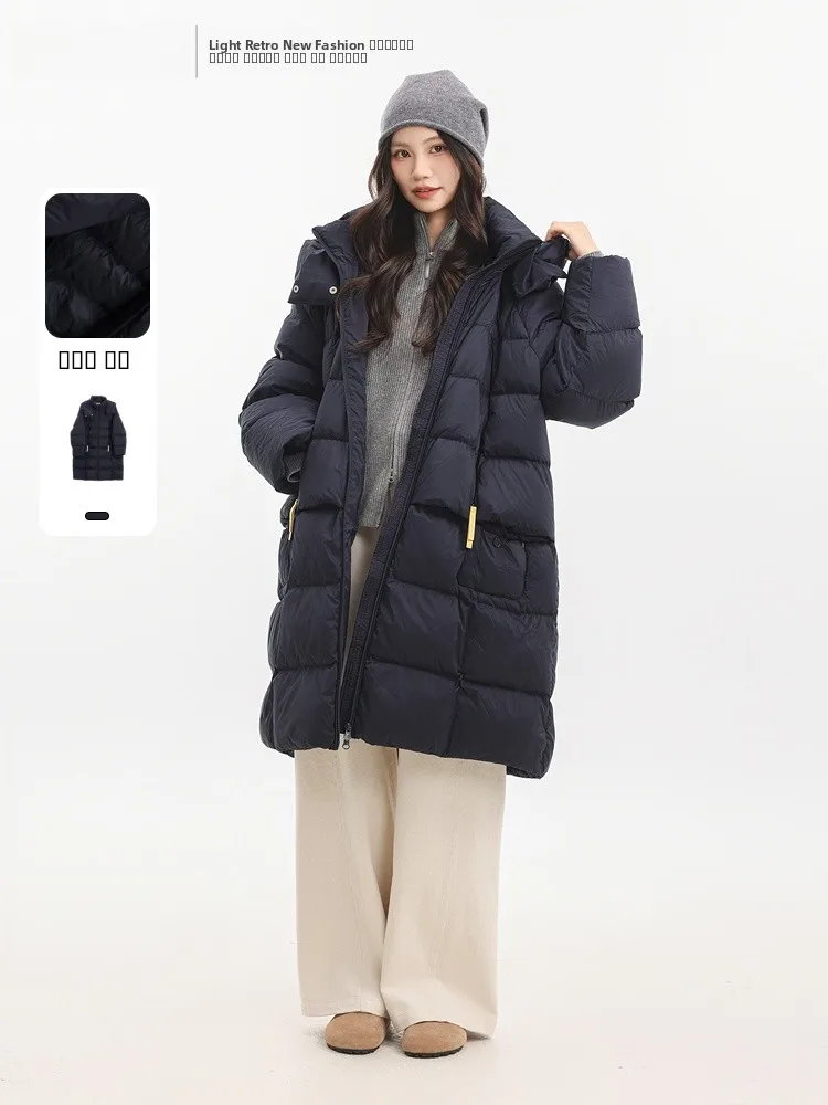 

Long White Du down Jaet Memory's Start Winter 2025 Slim Fit Hooded Casual Sle Warm Thiened Nylon Outerwear