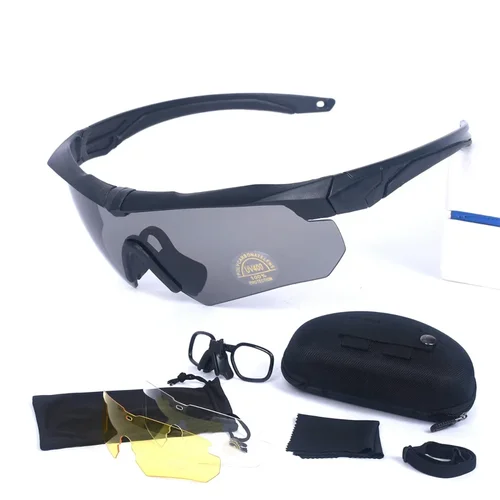 Gafas tácticas militares CS Airsoft gafas de tiro a prueba de viento HD 3 lentes Motocross motocicleta montañismo gafas seguras