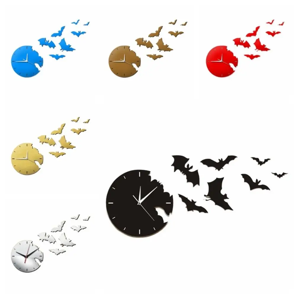 Creative Halloween Bat Wall Clock Bat Shaped Household Wall Hanging Clock Minimalist Sturdy Halloween Decortions