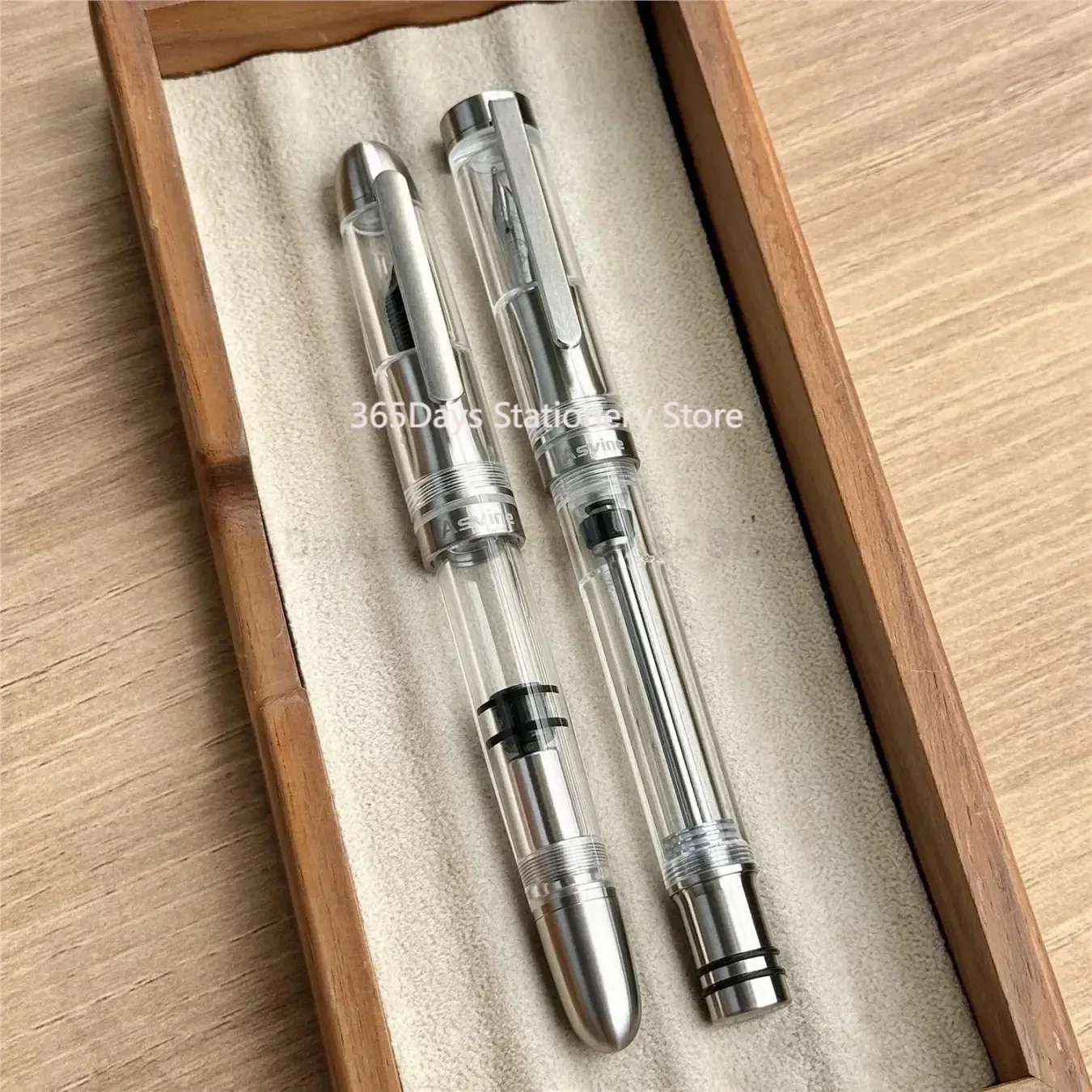 Asvine V200 Rainbow Titanium Fountain Pen Vacuum Filling Asvine BOCK EF/F/M Nib Clear Transparent Acrylic Smooth Writing Pen