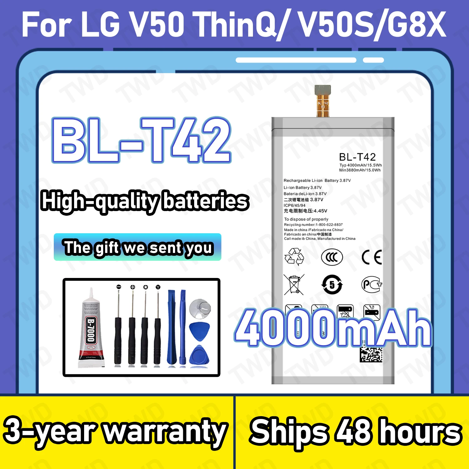 

BL-T42 Large capacity Battery For LG V50 ThinQ/V50S/G8X Batteries New High Quanlity+Free Tools