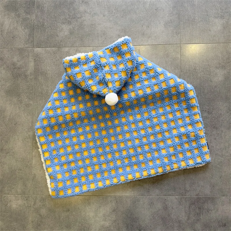 Pet Dog Clothes Cloak Cat Bulldog Autumn/Winter Thickened Plush Blanket Cloak Sleepgown Pet Coat Plush Coat Puppy Clothes