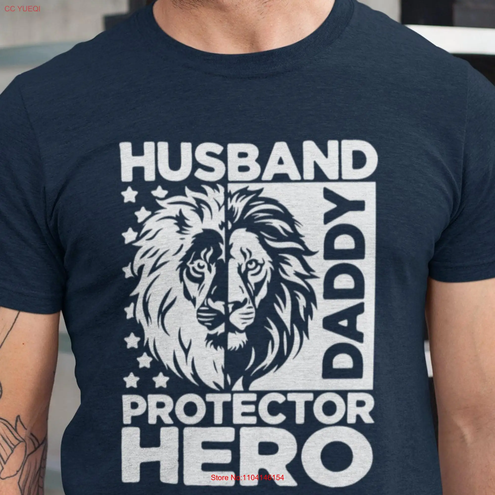 Husband Daddy Protector Hero T Shirt for Dad Lion From Wife Cool Xmas long or short sleeves