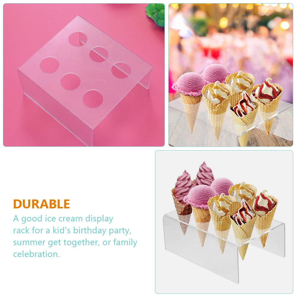 

2pcs Ice Cream Cone Stand Transparent Sushi Holder Desktop Acrylic Storage Rack Lightweight Party Picnic Display Stand Kitchen