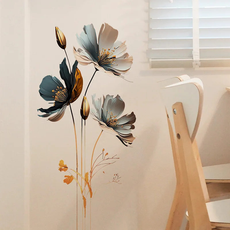 1PCS Simulation Three-Dimensional Relief Texture Flowers Children'S Bedroom Home Decoration Wall Stickers Self-Adhesive