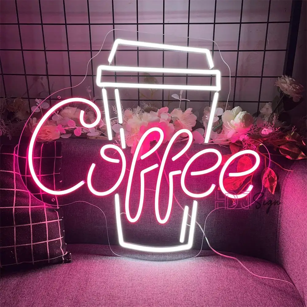 

Coffee Neon Sign Lights Cafe Room Decoration Wall Art Coffee Cup Neon LED Sign For Bar Lobby Lounge Restaurant LED Neon Lights