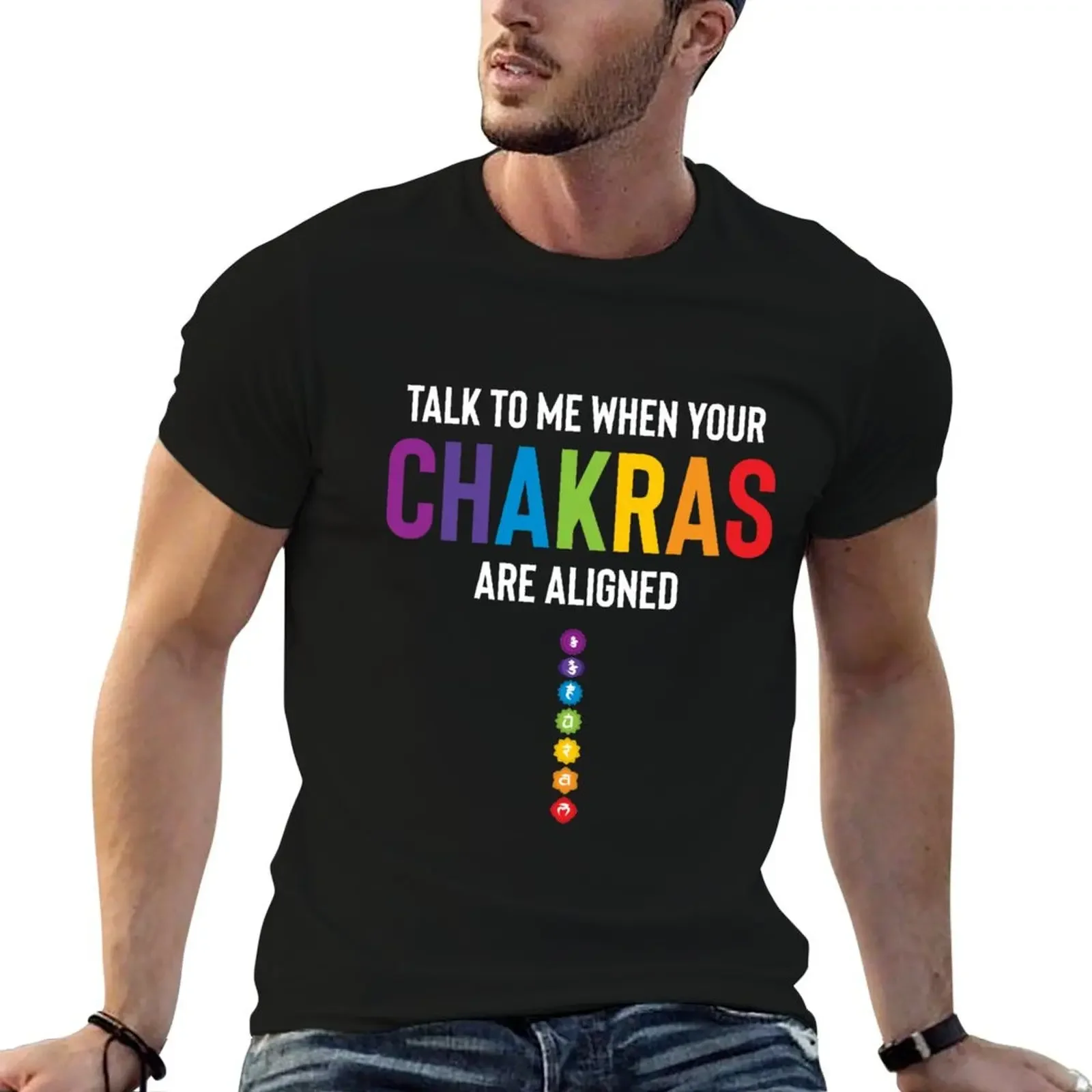 

Talk To Me When Your Chakras Are Aligned Yoga Funny T-Shirt rapper graphic tees plus size tops for a boy t shirt men 100℅ cotton