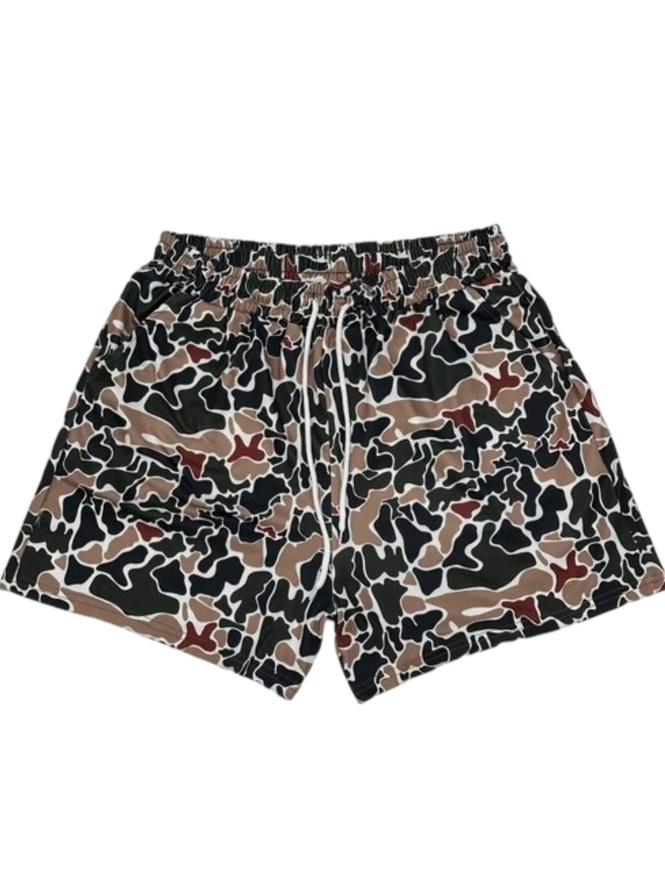 

Camo Print Sports Mens Shorts Casual Drawstring Bermuda Shorts Loose Fit Gym Shorts