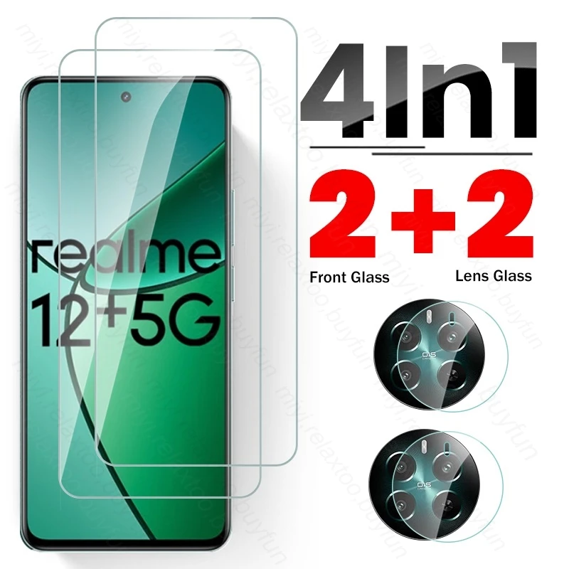 4 In 1 Tempered Glass For Realme 12+ 5G Protective Glass On Realme12+ Realmi 12 Plus 12Plus 5G Camera Lens Screen Protector Film