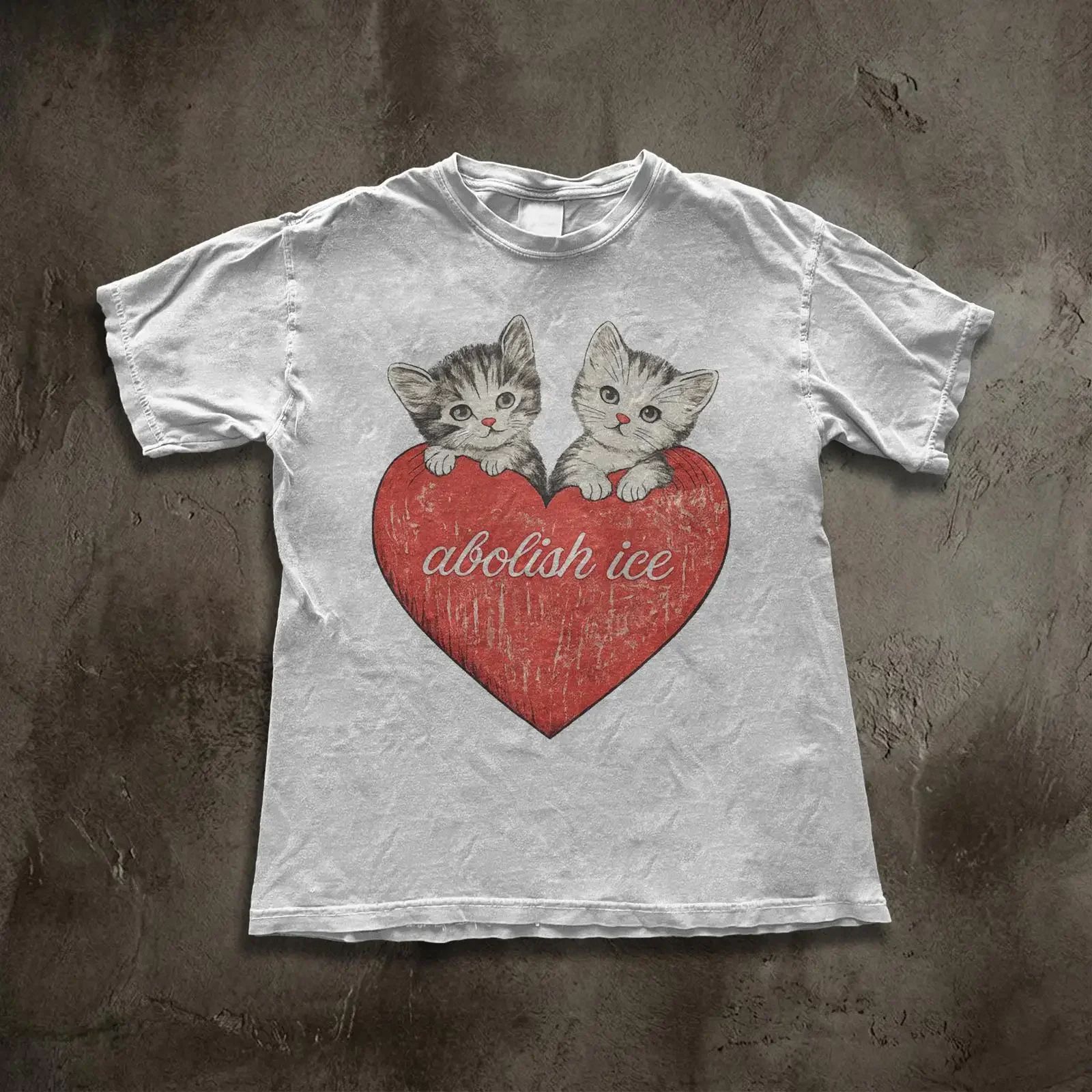 Political Kitten T Shirt Abolish ICE Human Rights Protest Top Cute Activist Aesthetic vintage Washed Casual Unisex