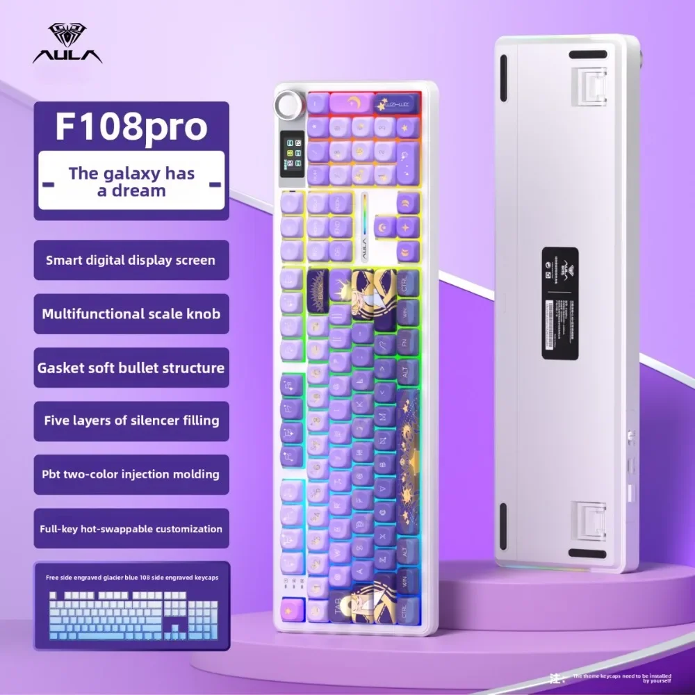 Aula F108PRO 맞춤형 키보드 게임용 기계식 키보드 Bluetooth 무선 RGB 가스켓 구조 Esports 게임 액세서리