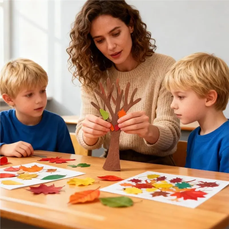 AB33-للأطفال شجرة اللباد 96 قطعة ديكورات عيد الشكر لمستلزمات الحفلات المنزلية