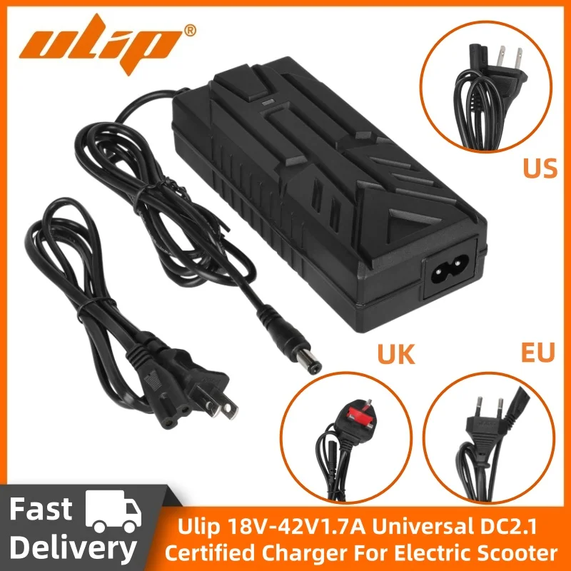 

Ulip CE FCC 18V to 42V1.7A General DC2.1 Fast Charger with Certified DC Head Battery Charger Parts for Electric Scooter Xiaomi