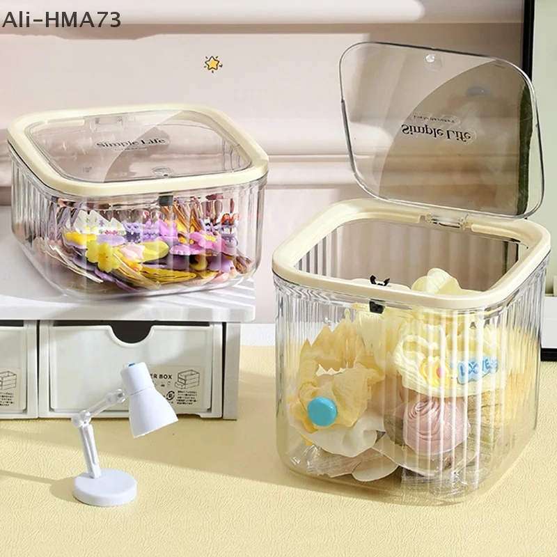 

1PC Transparent Storage Box For Jewelry And Hair Accessories Mini Desktop Trash Can For Household Use