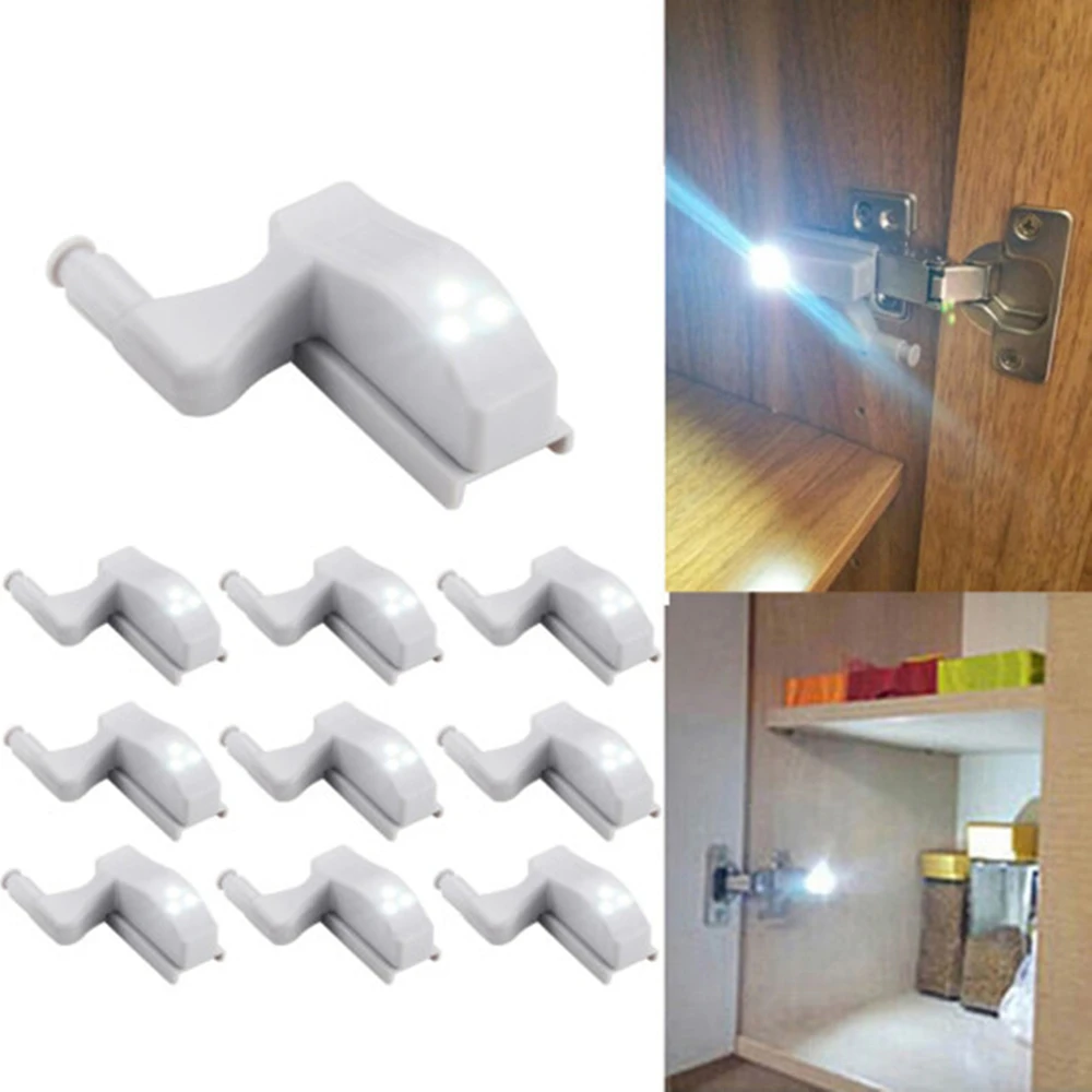 

10pcs/lot Cupboard Closet Wardrobe Door Inner Hinge Night Lamp for Kitchen Bedroom Led Motion Sensor Cabinet Light No Battery