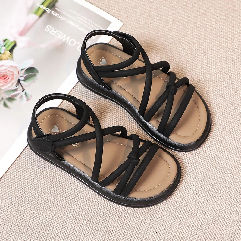 Children's shoes, girls' sandals, 2025 summer children's beach shoes, princess sweet gladiator sandals, exposed toe anti slip