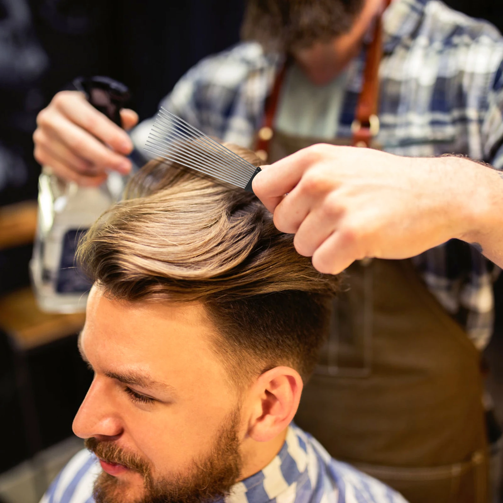 

2pcs Steel Needle Comb Wide Tooth Detangling Rake For Long Thick Hair Oil Control Styling Salon Barber Use Smooth Polished Teeth