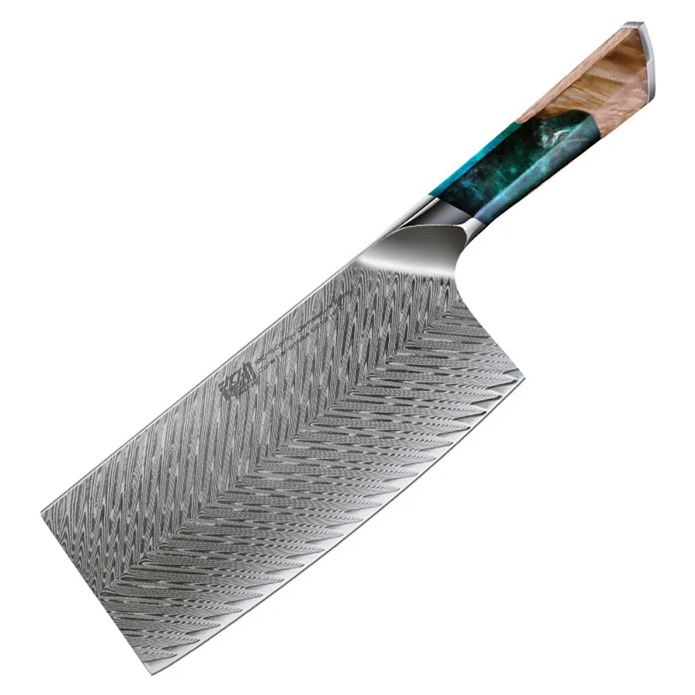 XSG Damascus Chinese Chef Knife10Cr15CoMoV Steel Hexagon Wood Handle 7.5 Inch Hand Forged Professional Big Kitchen Knives