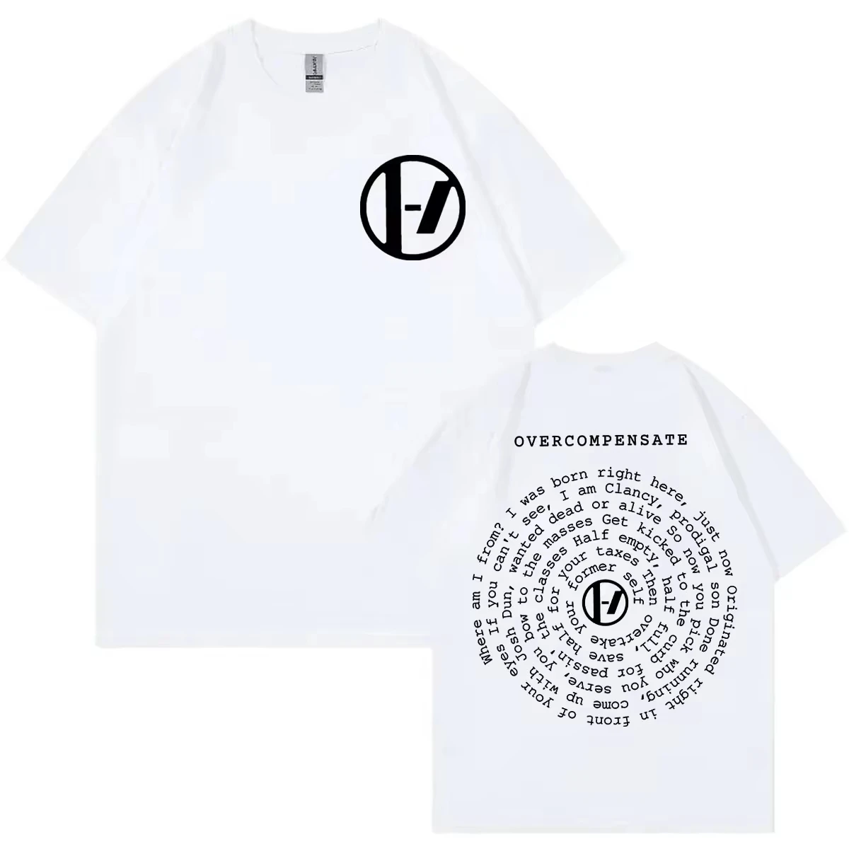 Twenty One Pilots Overcompensate Lyric Print T-shirt The Clancy World Tour 2024 T-shirts Men Women Fashion Rock Hip Hop T Shirts