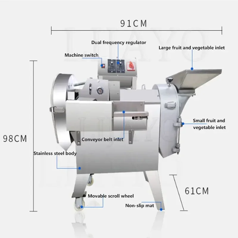 ماكينة تقطيع الخضروات متعددة الوظائف بحرفية رائعة ماكينة تقطيع الطعام الأوتوماتيكية ماكينة شرائح التكعيب برأس مزدوج LIJAYO