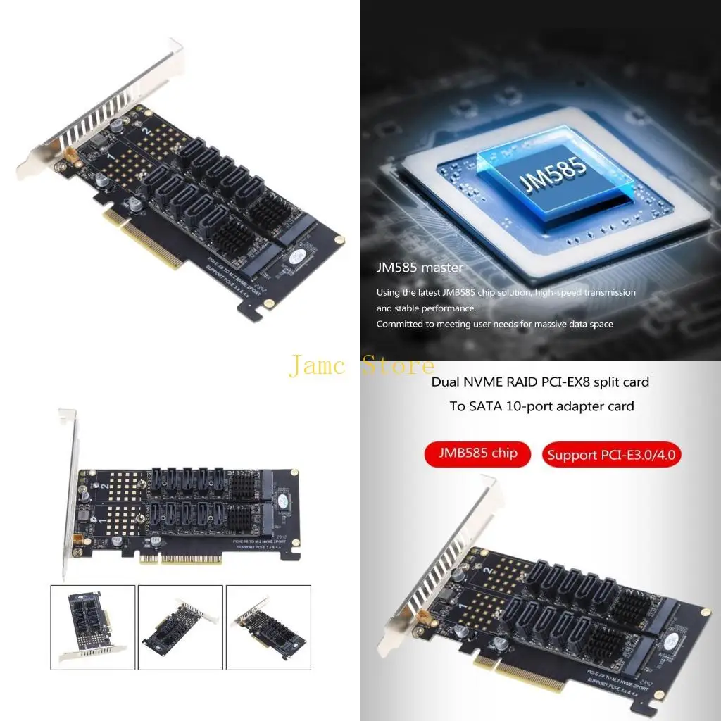 

LX0B PCI-E PCIE Dual NVME Expansion Array for RAID to 10 Port Adapter